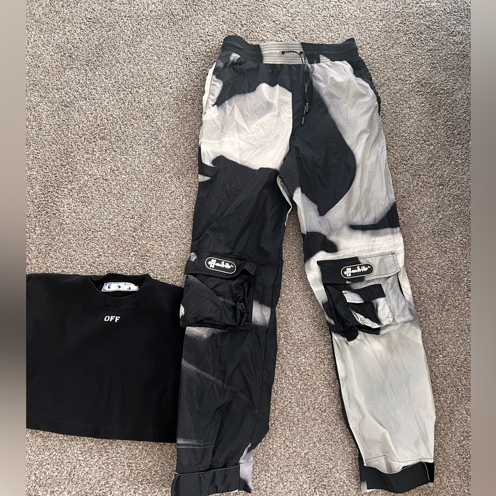 Off white joggers and cropped t shirt